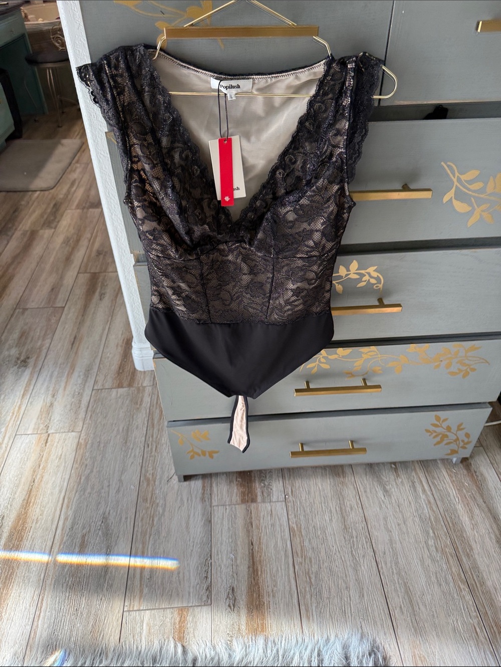 Yogalicious Black Lace V-Neck Shaping Bodysuit
